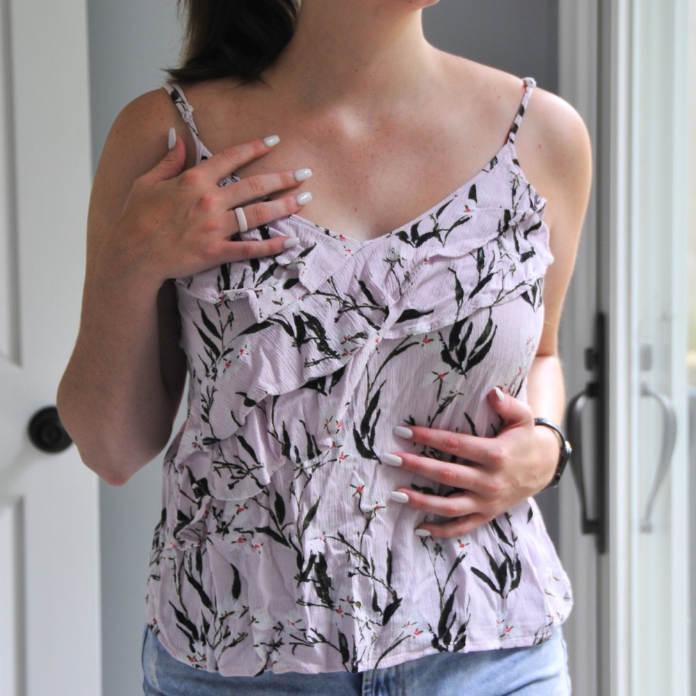 Floral Ruffly Tank Top